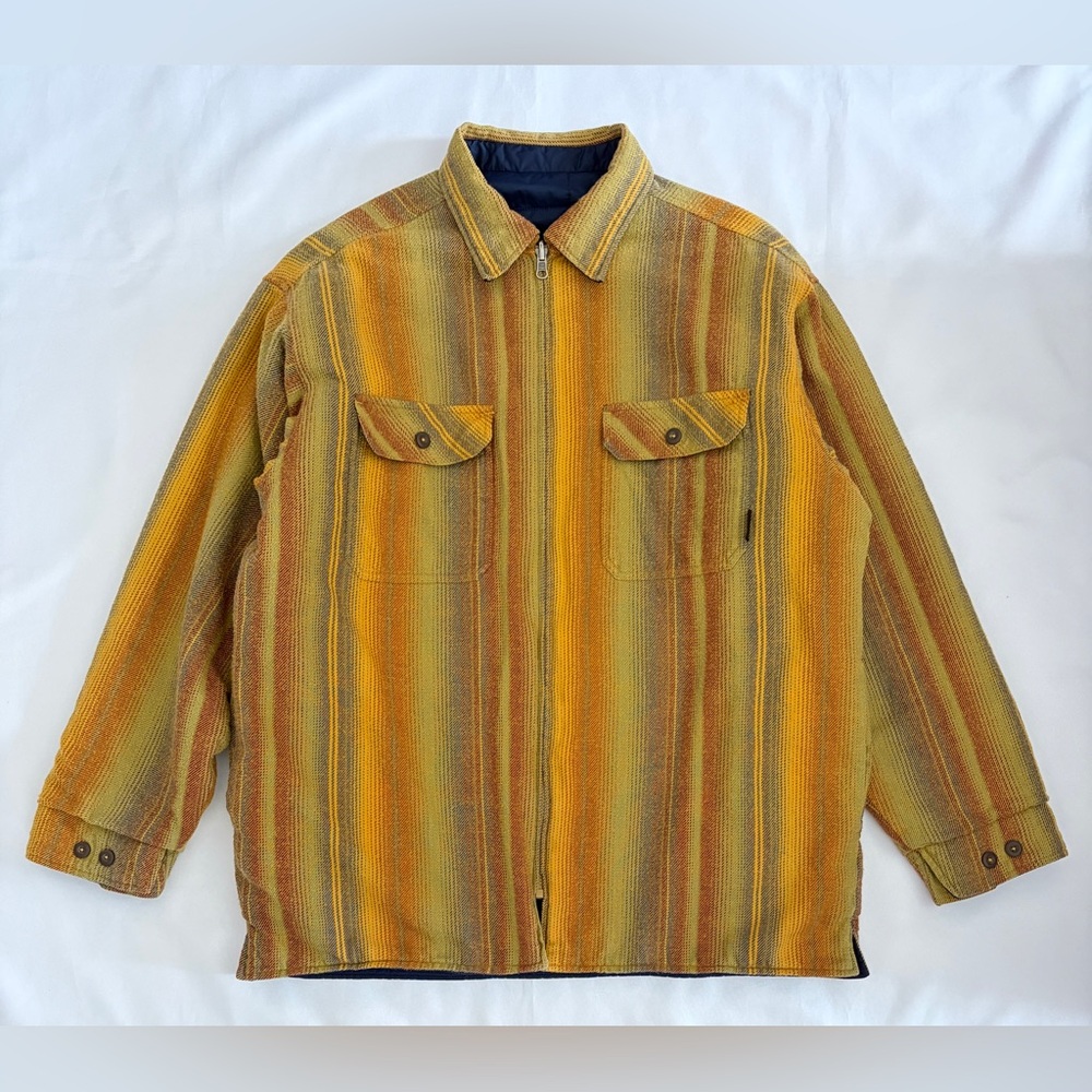 Vintage Reversible Patagonia Men's Jacket Size L Inca Aztec Blue Gold 04